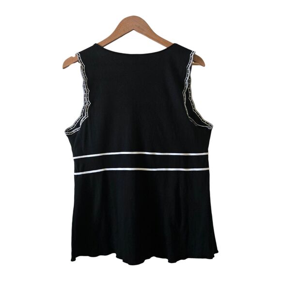 Ann Taylor Black Tunic Tank • White Floral Embroidery • Comfy Stretch • Size XL - Picture 6 of 9